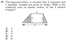 ACT Math trapezoid problem showing a trapezoid with labeled dimensions